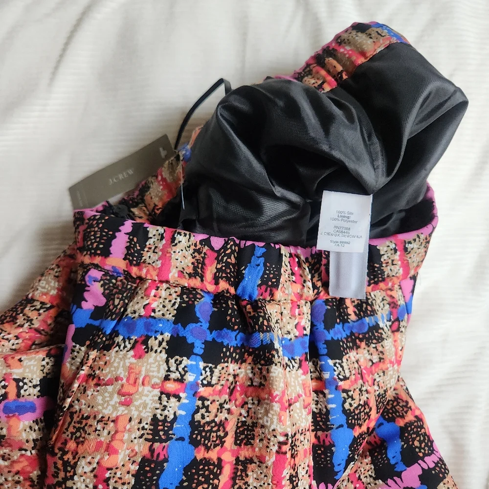 Jcrew Silk Pencil Skirt Multicolor Sz 4 Nwt Retail $240